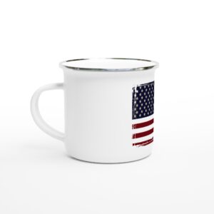 American Flag - White 12oz Enamel Mug